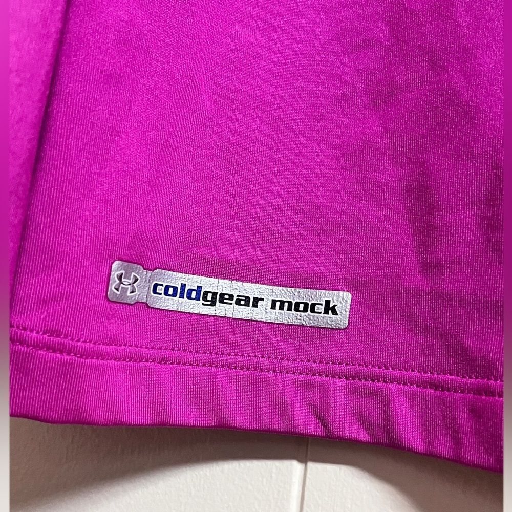 Under Armour UA ColdGear Pink Fitted Mock Compression Shirt Long Sleeve Sz L - Picture 4 of 7